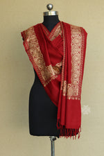 Maroon Woollen Aari Stole