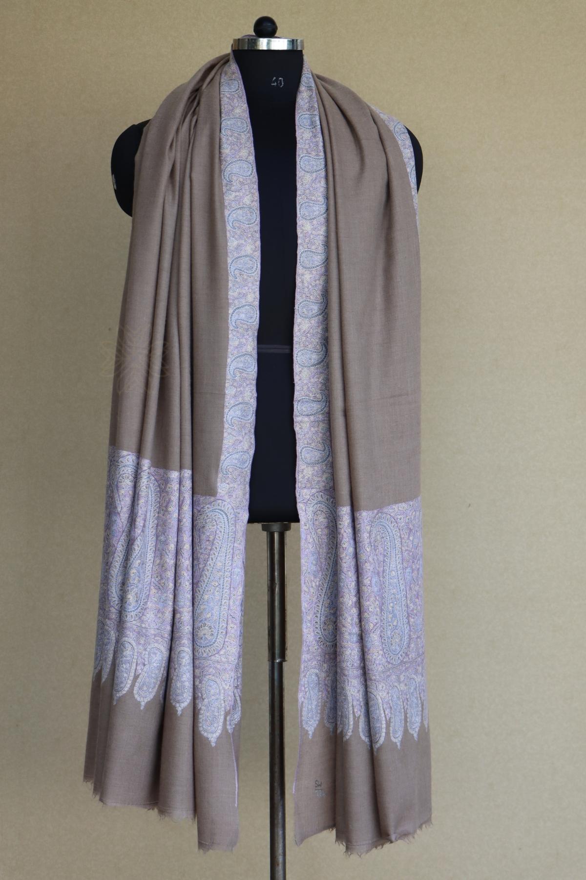 Brown Sozni Pashmina Shawl