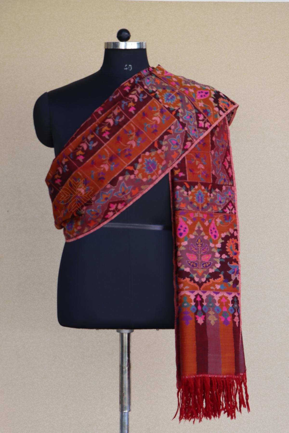 Maroon Kani Pashmina Shawl