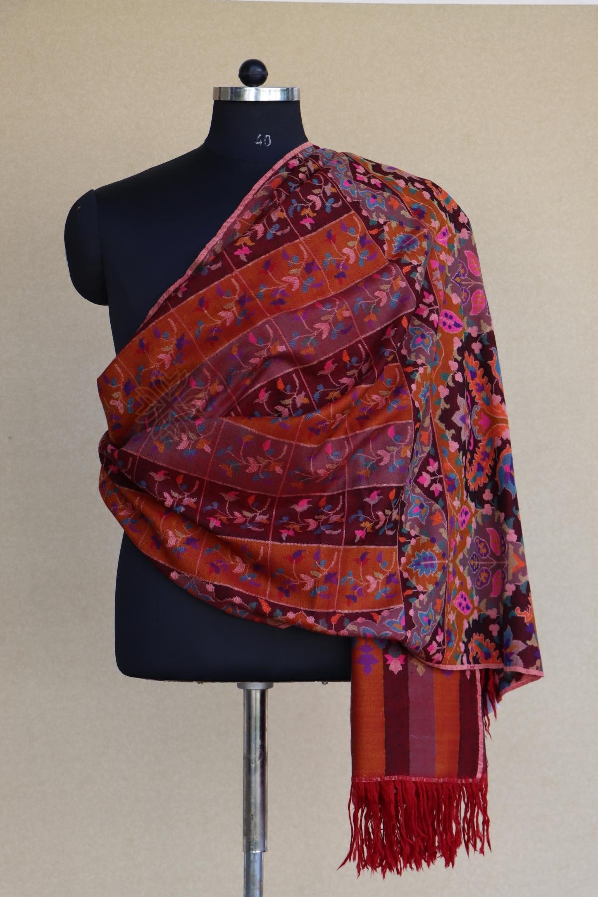 Maroon Kani Pashmina Shawl