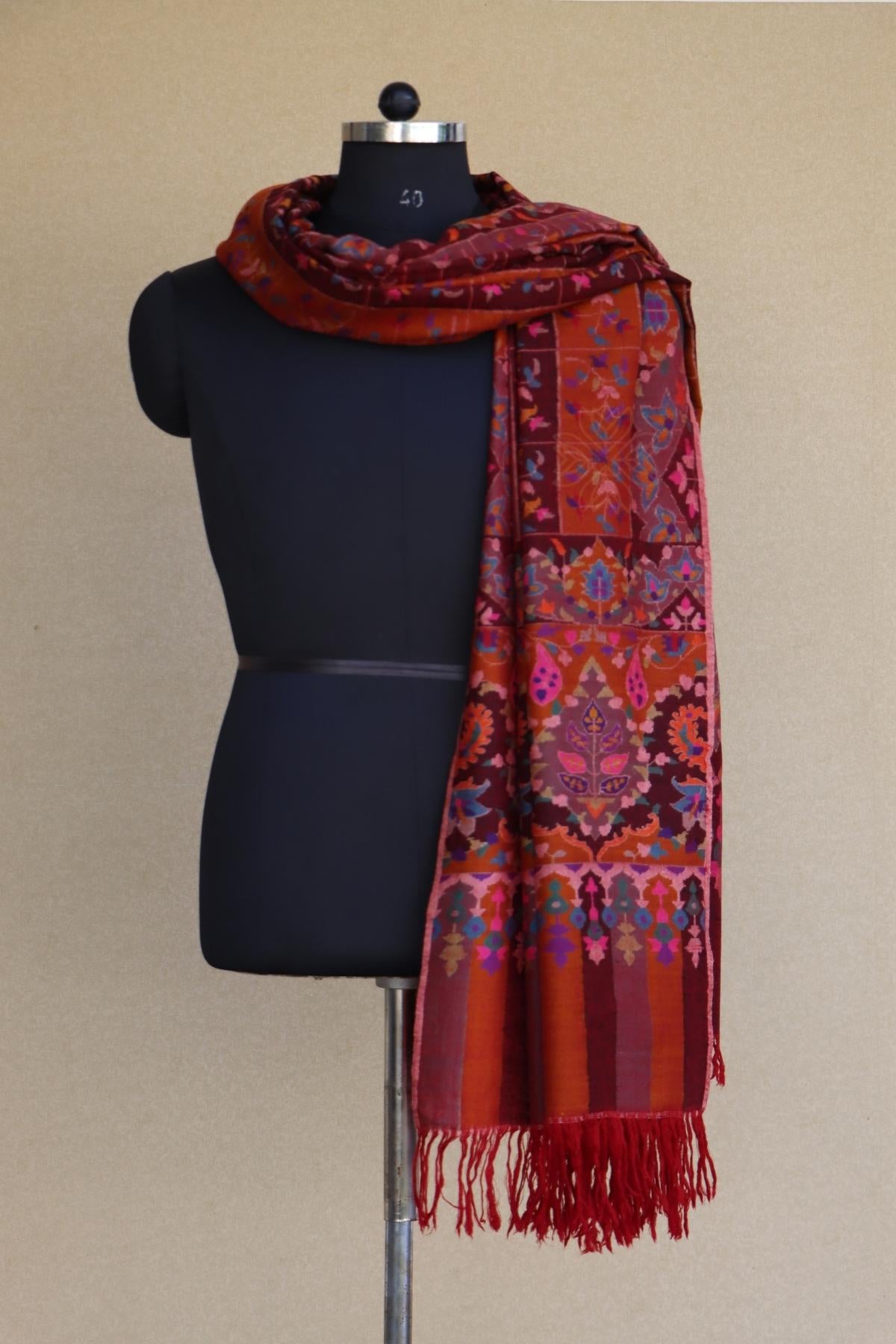 Maroon Kani Pashmina Shawl