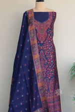 Navy Blue Kani Chanderi Silk Suit