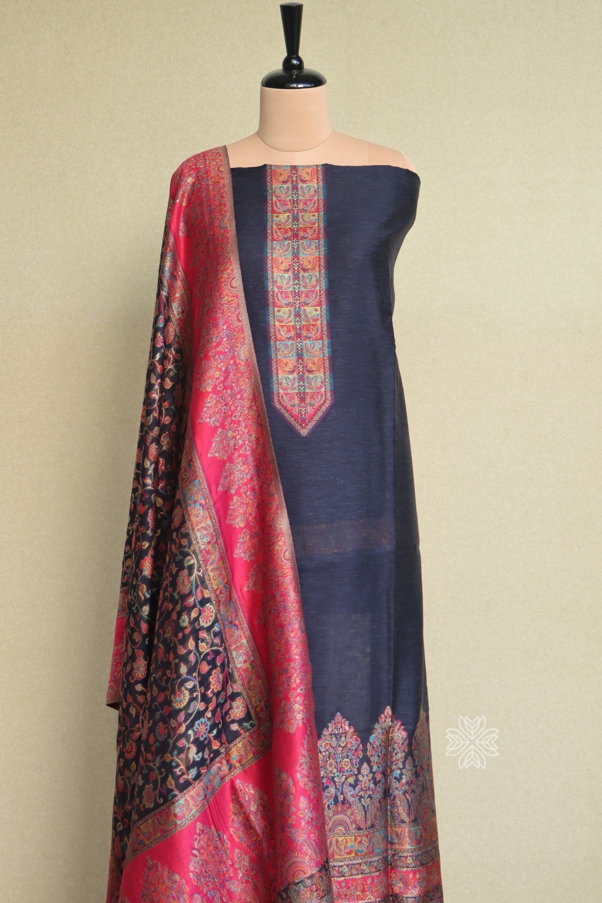 Navy Blue Kani Silk Suit