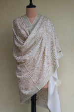 Off White Aari Jaal Fine Wool Shawl