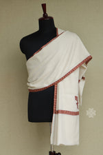 Off White Pashmina Sozni Shawl For Men