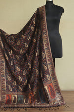 Black Paisley Kani Silk Dupatta