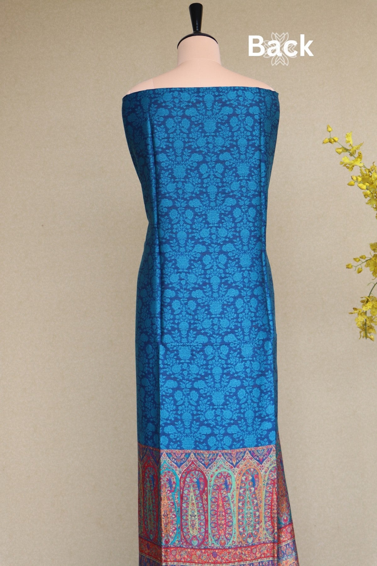 Ink Blue Kani Silk Linen Suit with Zari