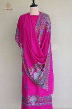 Pink Kashmiri Hand Embroidered Suit Dupatta