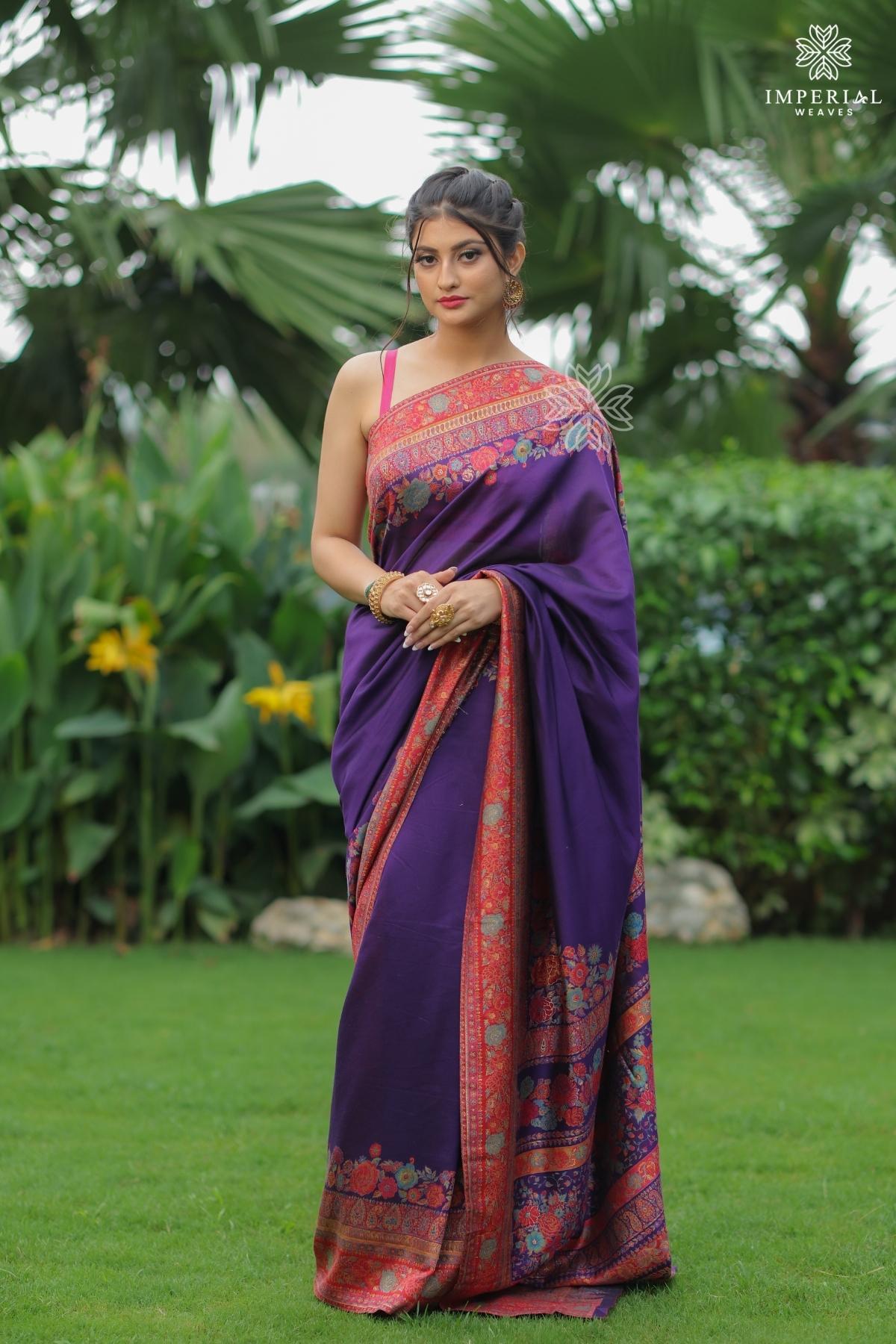 Purple Kani Floral Pallu Silk Saree - Imperial Weaves