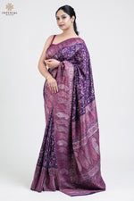 Purple Kani Silk Saree - Original Purple Kani Silk Saree with authentic Kani weaving, inspired by traditional Kashmiri designs