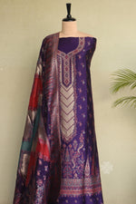 Purple Kani Silk Suit with Zari Dupatta
