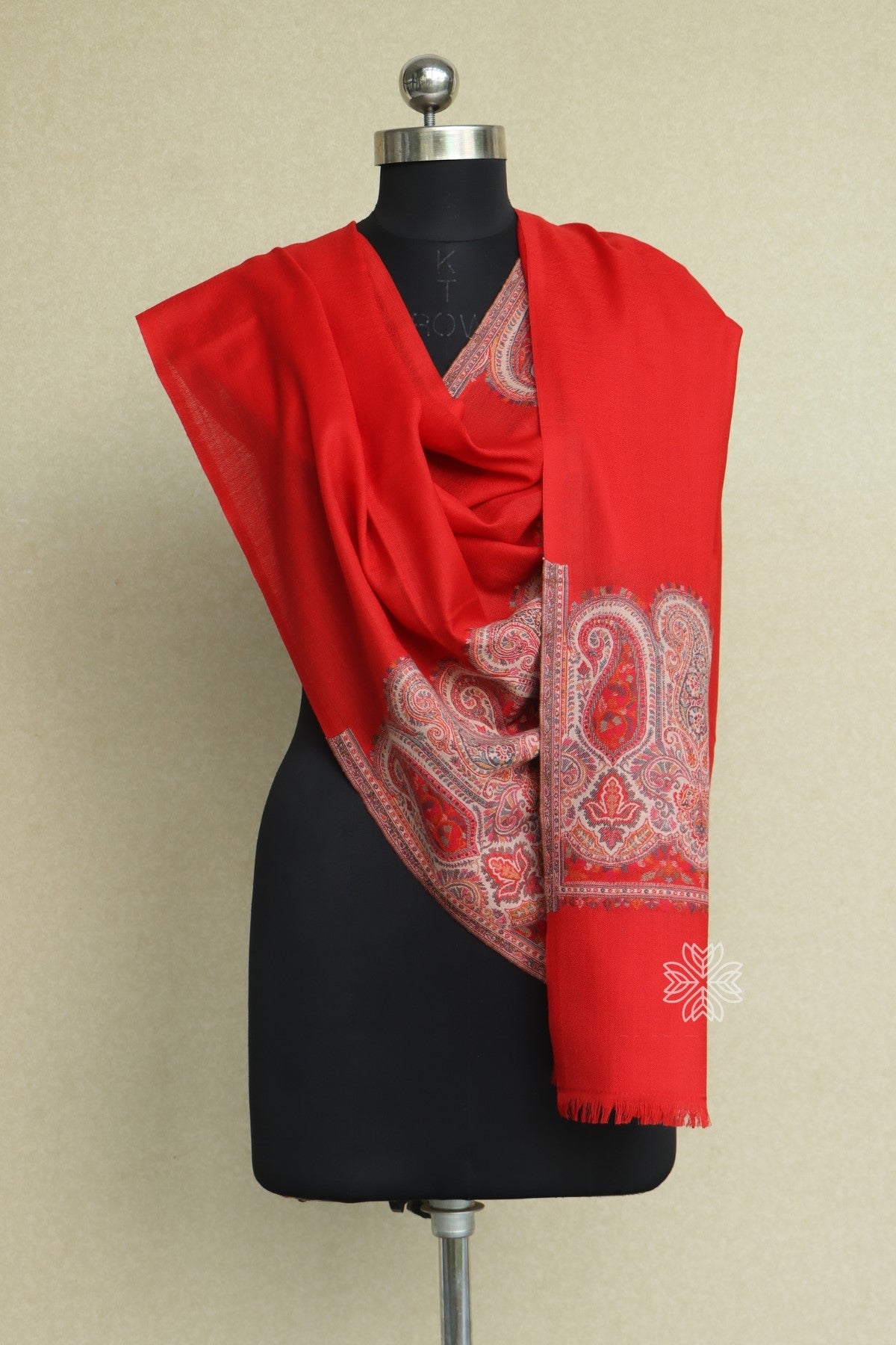 Red Kani Fine Wool Stole