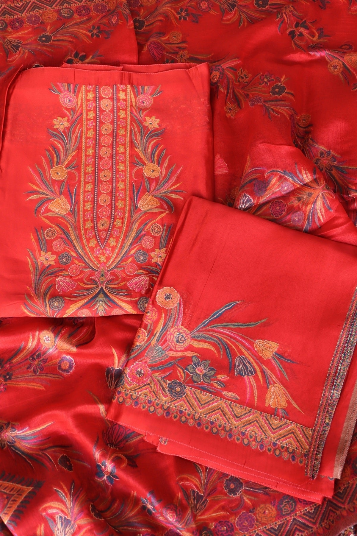 Red Kani Silk Suit
