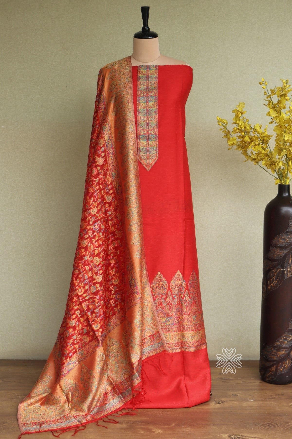 Red Kani Silk Suit