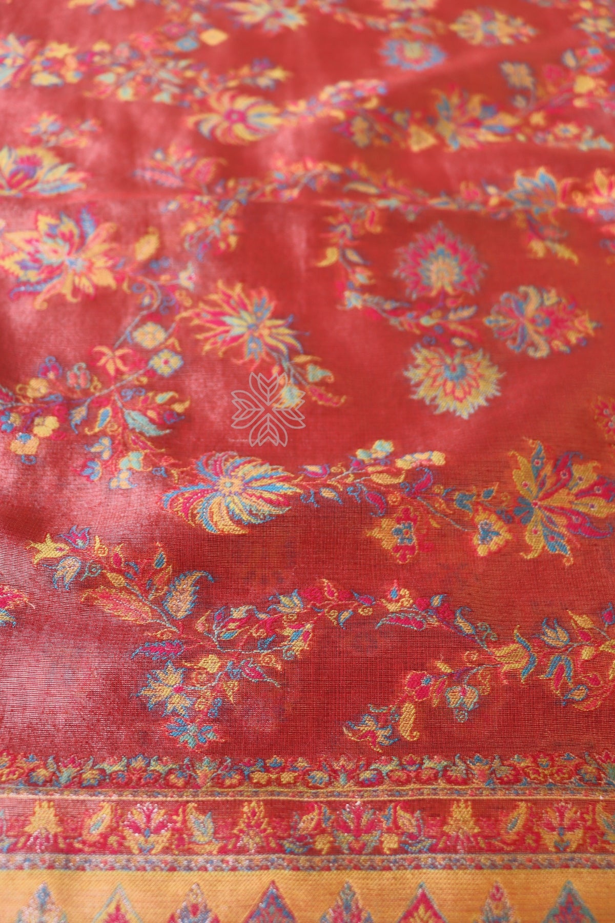 Red Kani Tissue Silk Saree