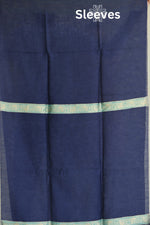 Navy Blue Silk Linen Suit With All Over Dupatta