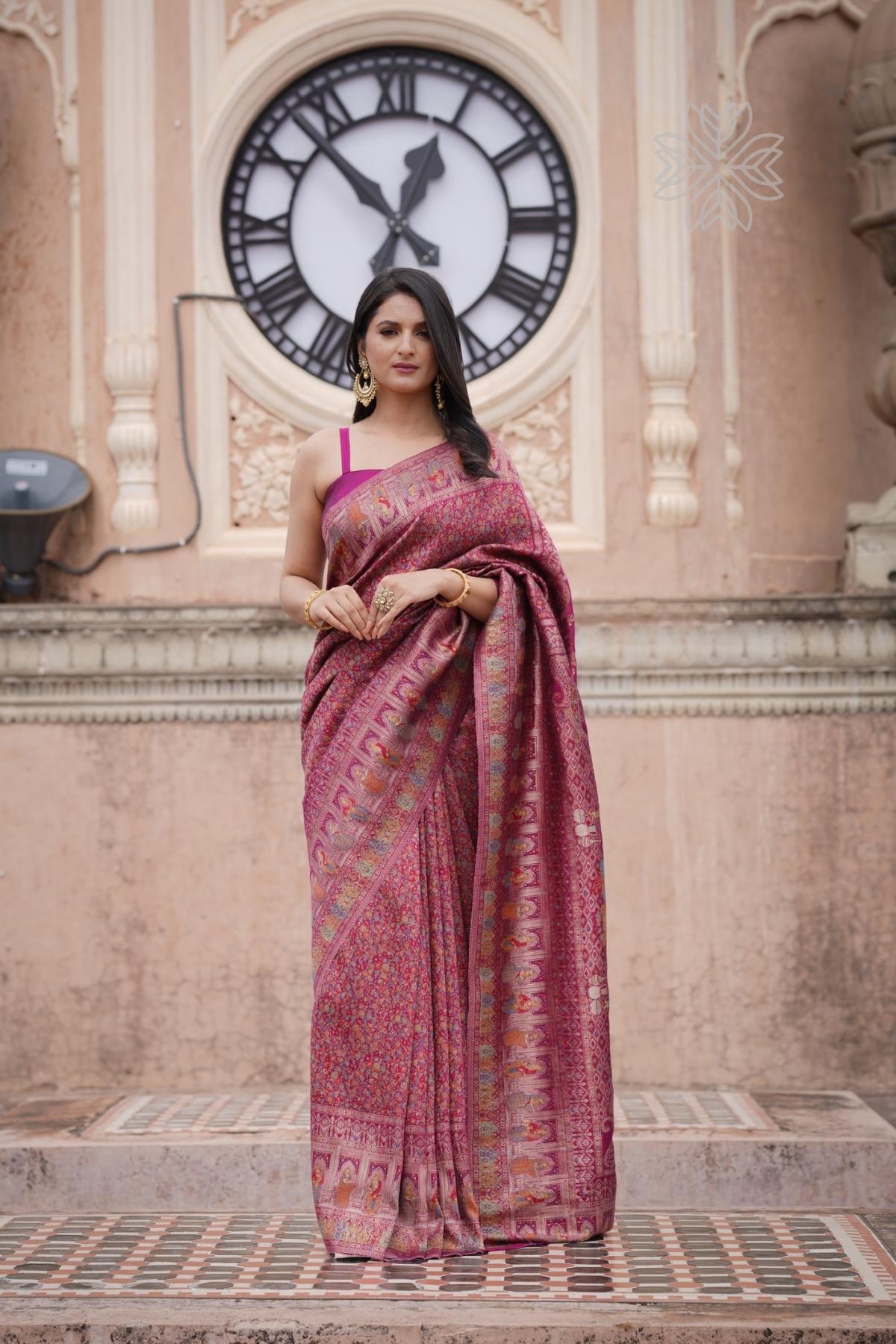 Wine Kani Darbar Silk SareeImperial Weaves