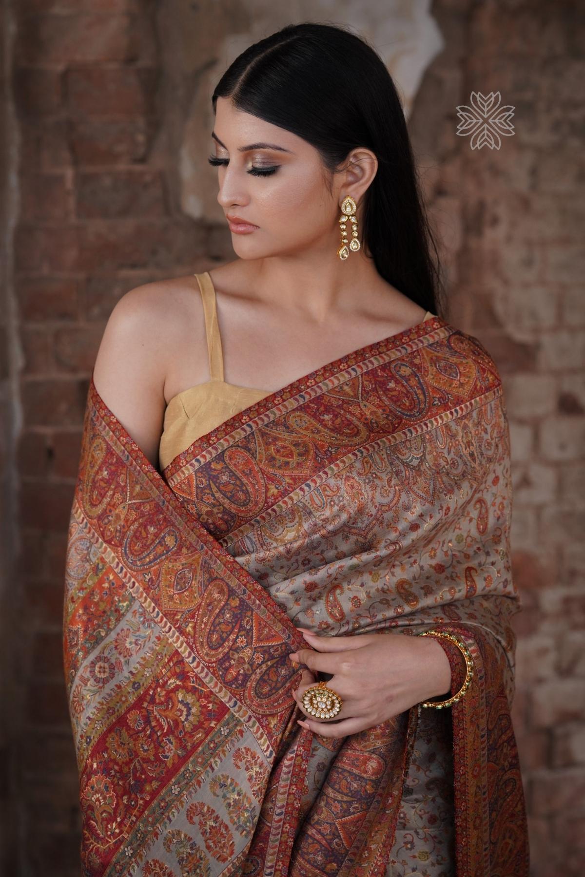 Beige Kani Silk Saree Imperial Weaves