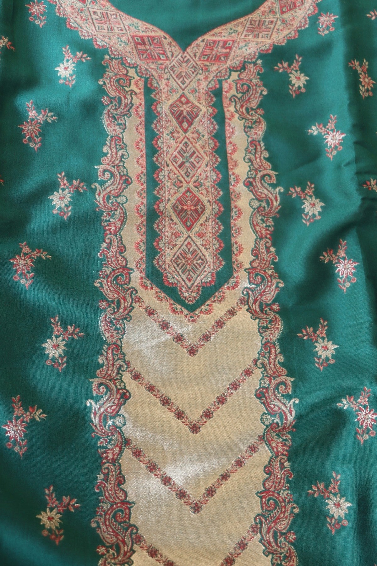 Green Kani Silk Suit with Zari Dupatta