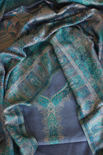 Grey Kani Silk Linen Suit With Darbar Dupatta