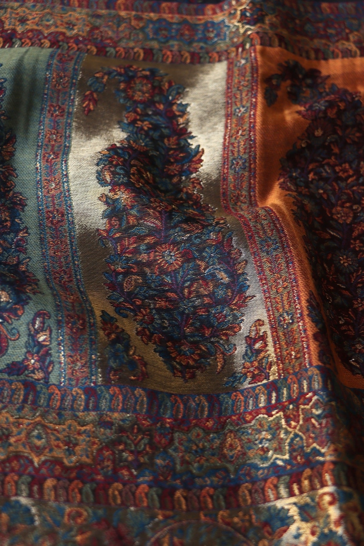 Black Paisley Kani Silk Dupatta