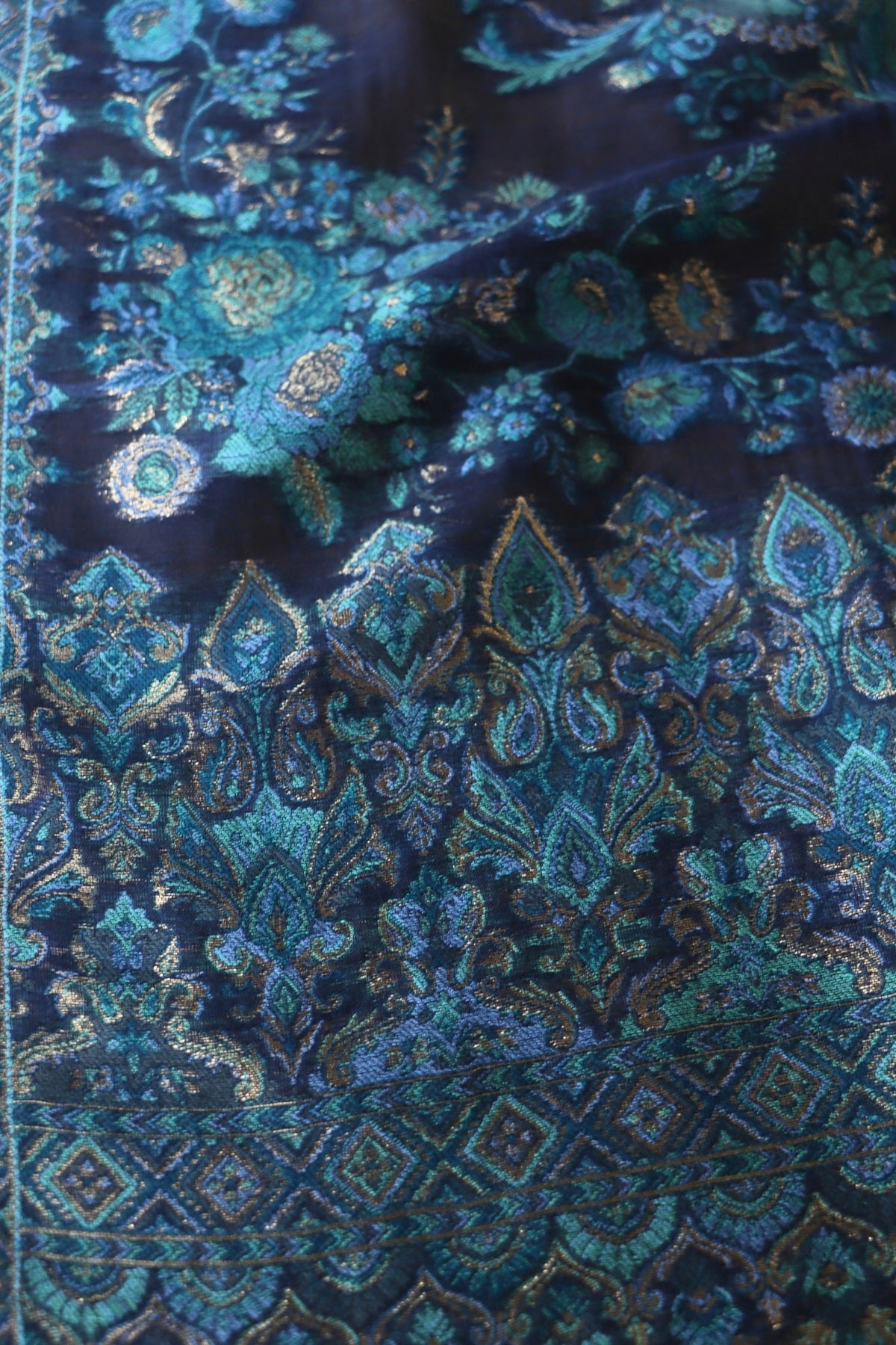 Navy Blue Kani Silk Dupatta