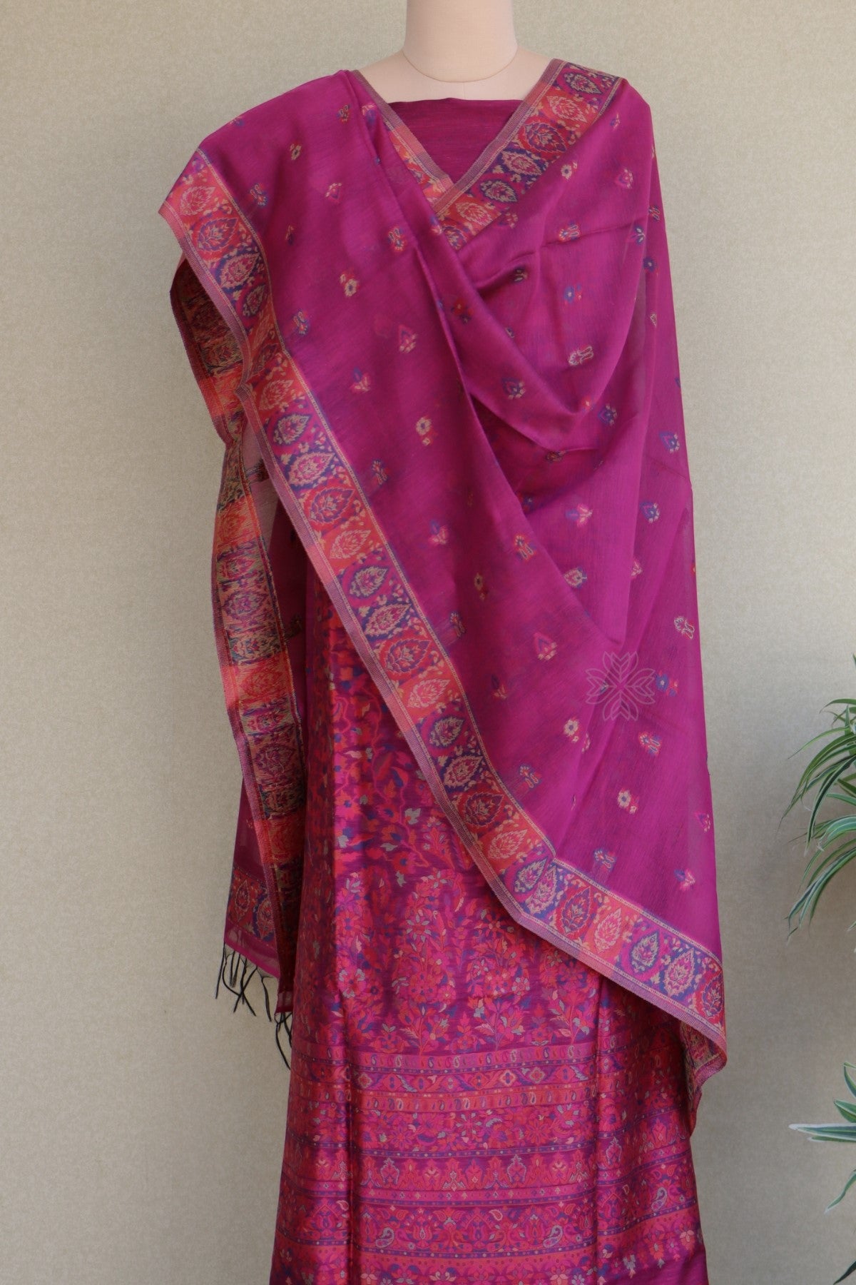 Wine Kani Chanderi Silk Suit