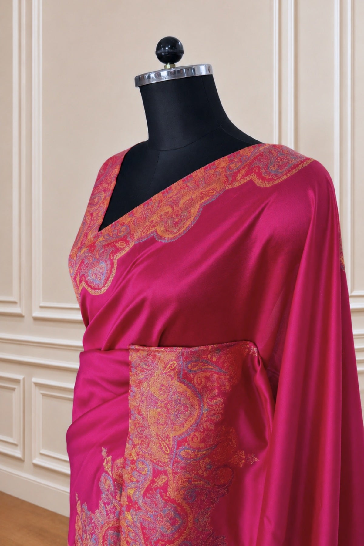 Wine Silk Saree for Wedding Party
