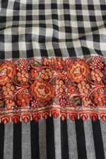 Black Check Aari Fine Wool Shawl