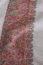 Beige Sozni Fine Wool Shawl