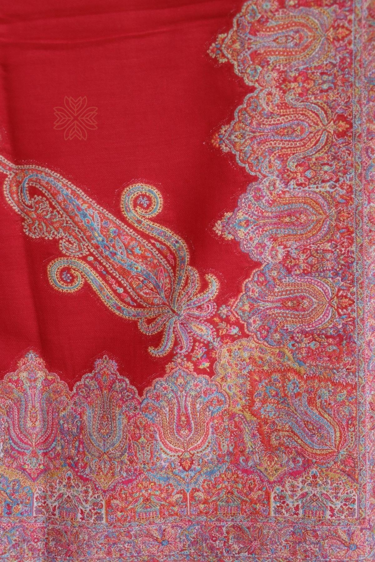 Red Kani Fine Wool Shawl