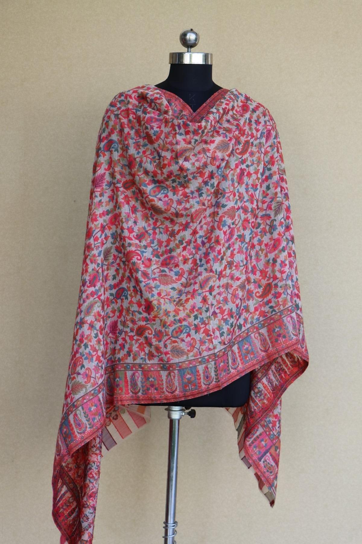 Beige Kani Fine Wool Shawl