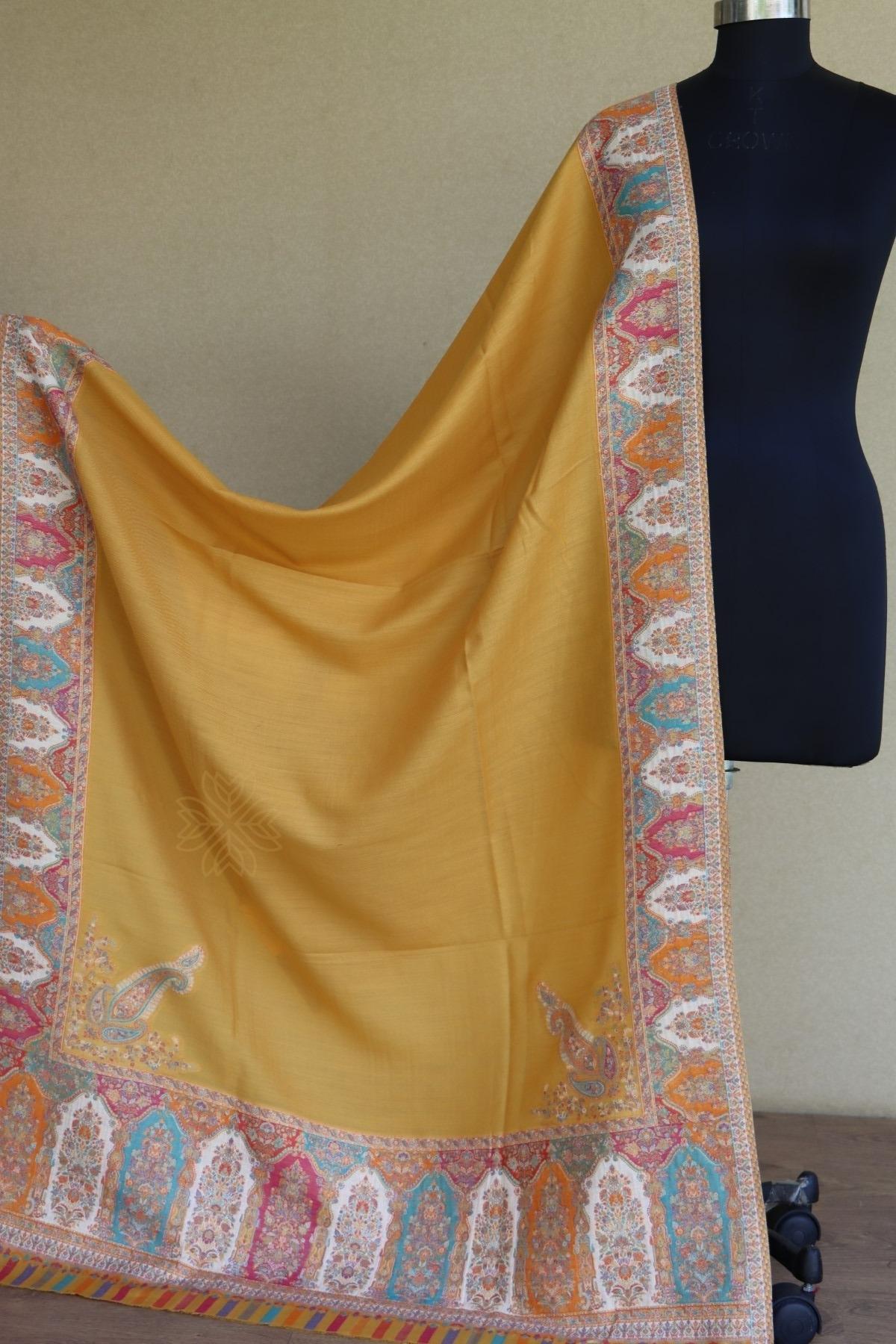 Yellow Kani Fine Wool Shawl