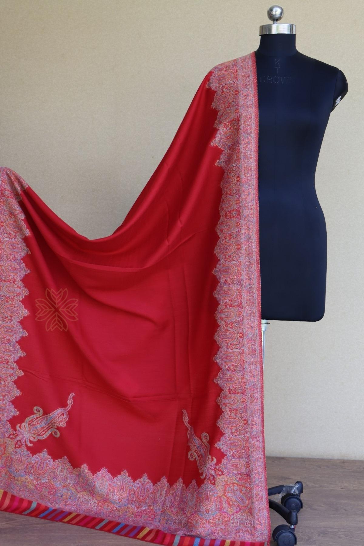 Red Kani Fine Wool Shawl