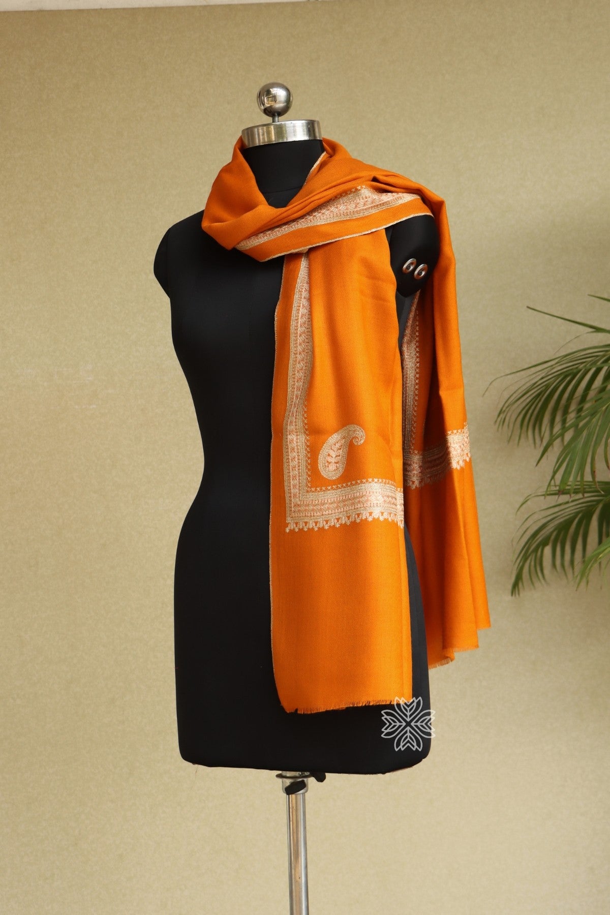 Orange Woollen Aari Stole