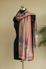 Beige Woolen Aari Stole