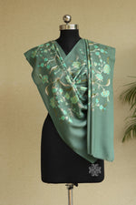 Sage Green Woolen All Over Aari Stole