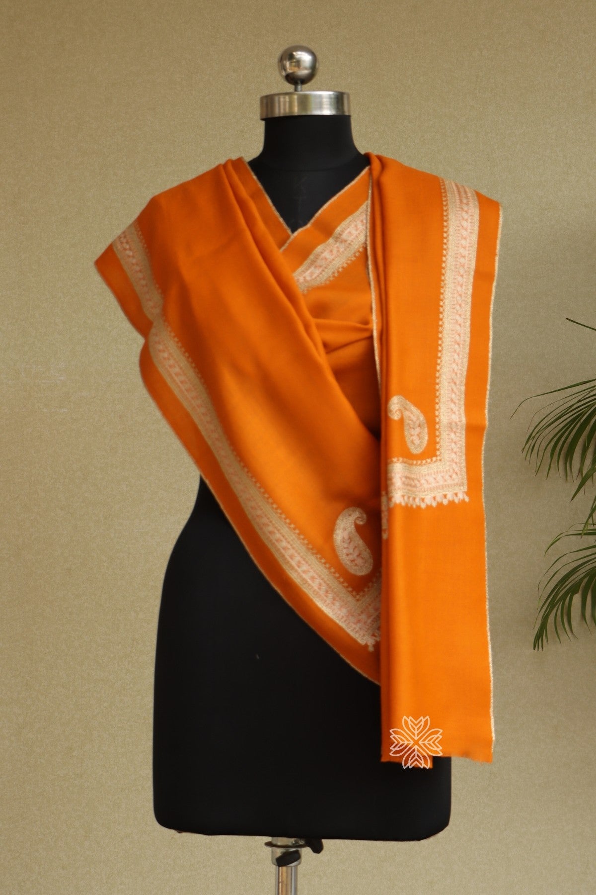 Orange Woollen Aari Stole