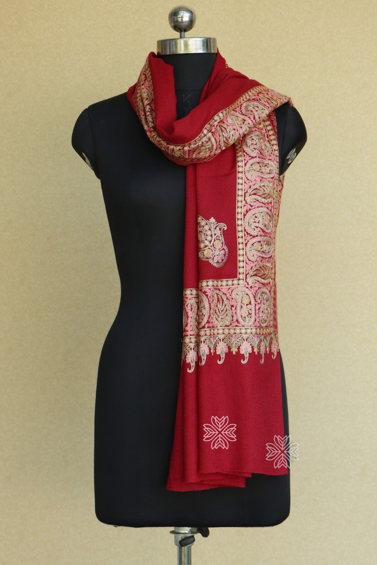 Maroon Woollen Aari Stole