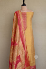 Yellow Party Wear Cotton Silk Suit