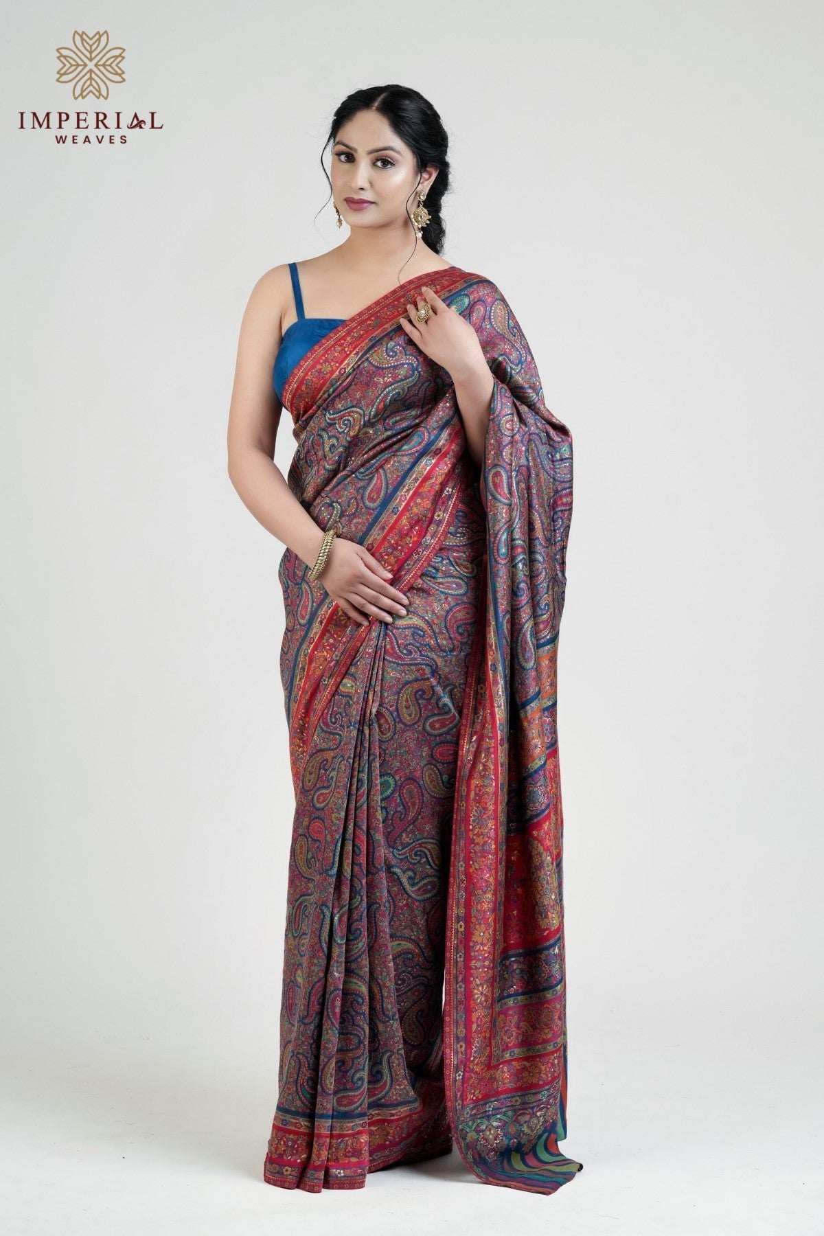 Blue Kani Jamawar Silk Saree