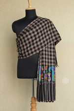 Black Check Kani Pashmina Shawl