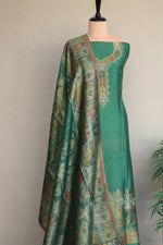 Green Kani Silk Linen Suit with Darbar Dupatta