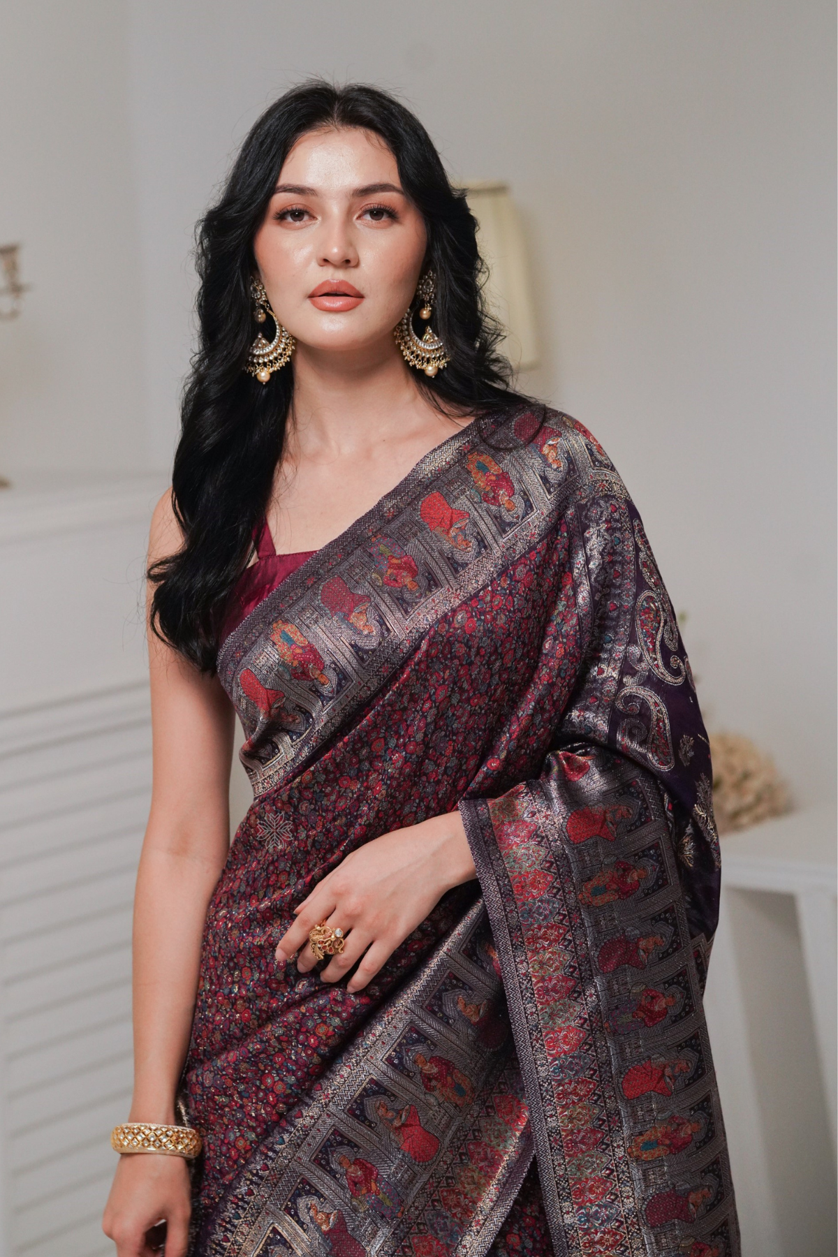 Purple Kani Darbar SareeImperial Weaves