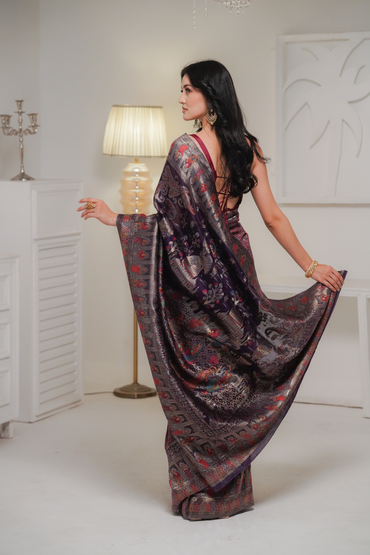 Purple Kani Darbar SareeImperial Weaves