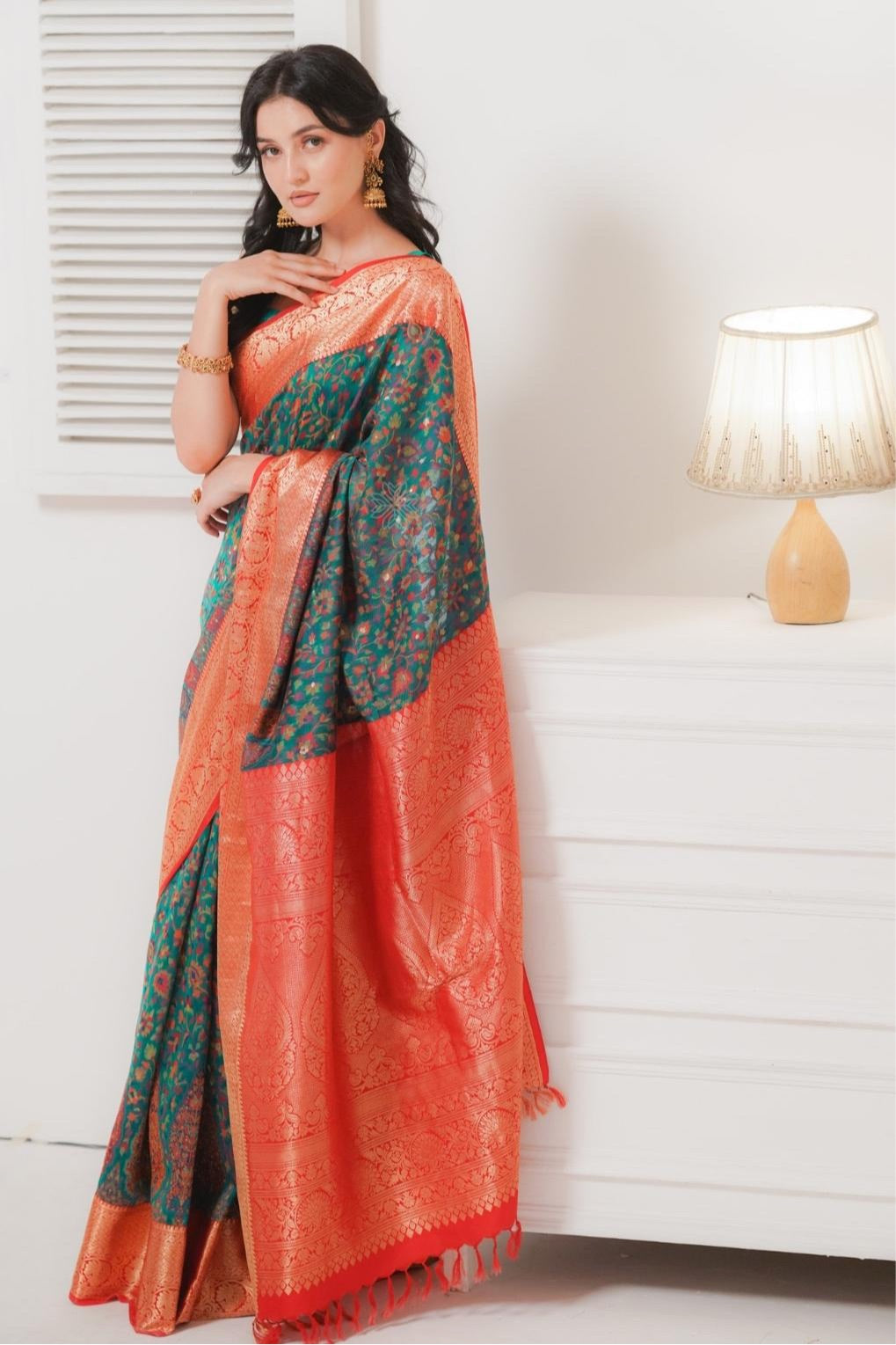 Rama Green Kani Kanjivaram Silk Saree