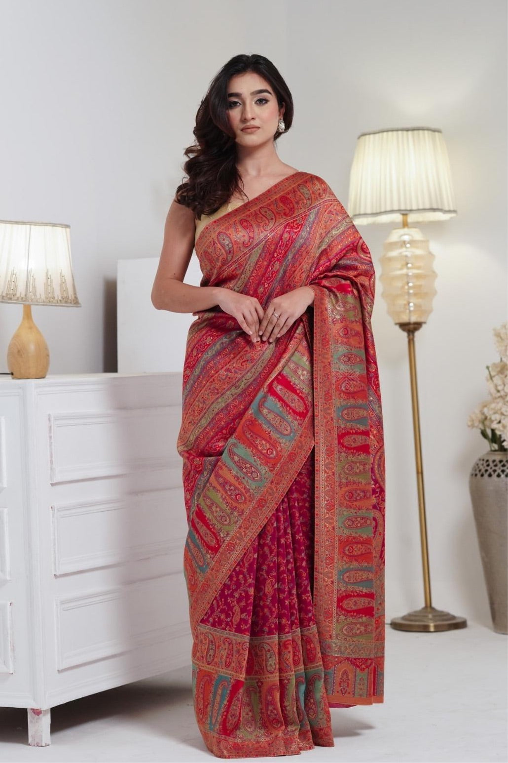 Pink Kani Jamawar Silk SareeImperial Weaves