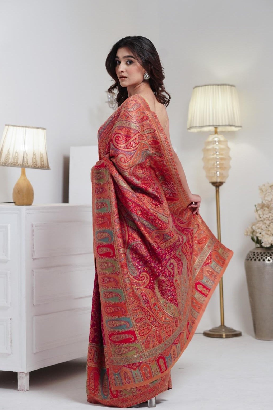 Pink Kani Jamawar Silk SareeImperial Weaves