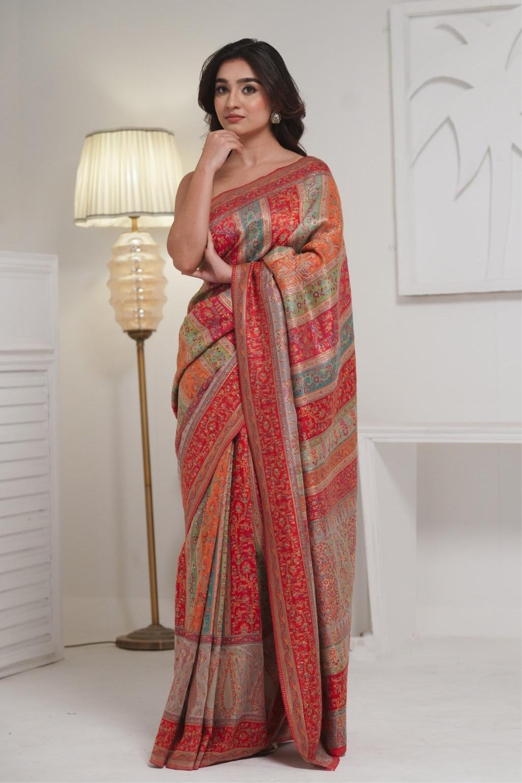 Beige Kani Jamawar Silk SareeImperial Weaves