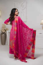 Pink Kani Silk Linen Suit with ZariImperial Weaves